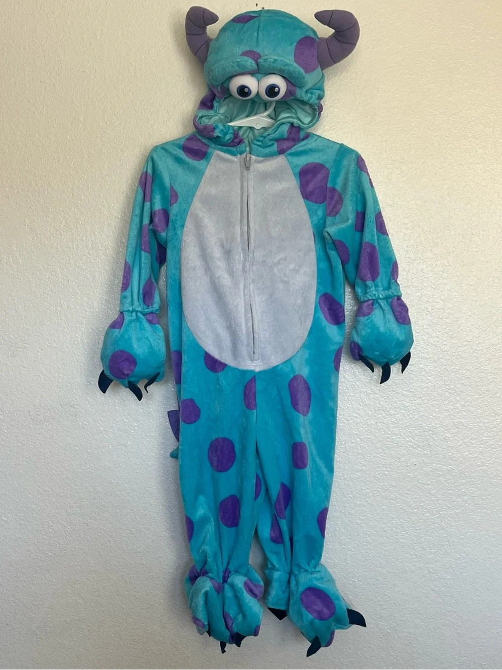 Disney Pixar Monsters Inc Sully Costume - Teal & Purple Plush Hooded Onesie